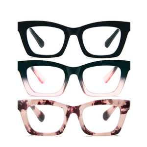 REAVEE Oprah Style Reading Glasses for Women, Blue Light Blocking Cute Oversized Square Computer Readers Spring Hinge