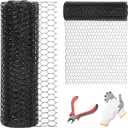 24'' x 50' Black Chicken Wire Fencing, 1 inch Chicken Wire and 20 Gauge Poultry Netting, Garden Mesh Fence Roll for Floral Arrangements,Crafts, Farm,Livestock,Pet Protection (20 gauge 24'' x 50')