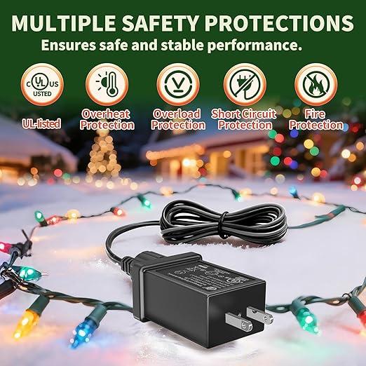 12V 1.5A Replacement Yard Inflatables Adapter with 10ft Extension Cords, Low Voltage 18W Class 2 Power Supply, IP44 Transformer for Christmas Inflatables, LED Lights, Indoor Outdoor Decorations