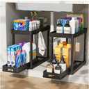 2 Pack Pull-Out Storage Organizers, Under Sink Organizer and Storage for Bathroom & Kitchen,Multi-Purpose Under Cabinet Organizers and storage Black