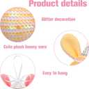 Leinuosen 24 Pcs Sequin Easter Tree Ornaments with Bunny Ear Easter Rabbit Tree Decorations Colorful Glitter Hanging Ball Ornaments for Home Indoor Birthday Party DIY Crafts(Mixed,Stylish)