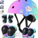 Kids Helmet and Pads Set for Skateboard & Bike - Adjustable Toddler Safety Gear with Cool Color Gradient for Boys Girls 3-5-8-14 Years Old, for Scooter, Rollerblading, Longboard, Medium: 20.5"-22.4" / 52cm-57cm