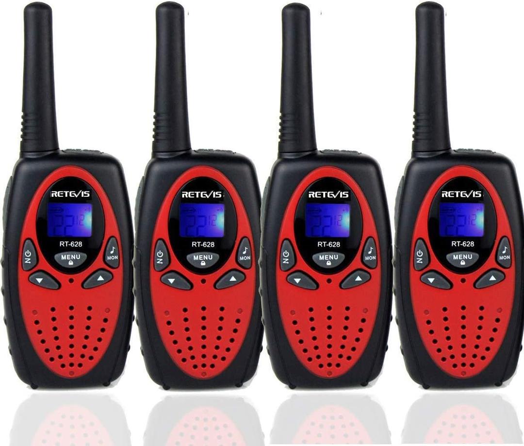 Retevis RT628 Walkie Talkies for Adults, Sturdy and Durable 2 Way Radio with VOX Belt Clip, Walkie Talkies Long Range for Kids Family Camping Cruise Ships Easter Birthday Gifts (4 Pack, Red)