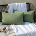 EMEMA Outdoor Throw Pillow Covers Decorative Farmhouse Rectangle Pillowcases Waterproof Cushion Covers Cases for Patio Couch Garden Sofa Home Living Room Set of 2 12x20 Inch Gray Green
