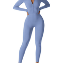 YEOREO Women Long Sleeve Workout Jumpsuit Zip Up Romper Bottom Pants Bodysuit Bodycon Sexy One Piece, Size L