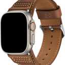 Wristitani Leather Bands Compatible with Apple Watch Strap 49mm 46mm 45mm 44mm 42mm 41mm 40mm for Men, Top Genuine Leather Replacement Straps for iWatch Ultra3/2/1 SE3/2/1 Series 11 10 9 8 7 6 5 4 3 (Dark Brown/Silver Buckle)