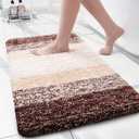 Arotive Microfiber Bathroom Rugs, Shaggy Soft and Absorbent Bath Rug, Non-Slip, Thick Plush Machine Washable Dry Bath Mats for Bathroom, Tub and Shower, 24x16, Brown, Rectangular