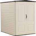 Rubbermaid Large Vertical Resin Outdoor Storage Shed With Floor (6.2 x 4.6 Ft), Weather Resistant, Beige/Brown, Organization for Home/Backyard/Garden Tools/Lawn Mower/Bike Storage/Pool Supplies