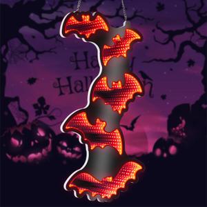 FITNATE Halloween Bat LED Sign, 3D Infinity Mirror Light, Dimmable Spooky Red Glow LED Light for Home Party Halloween Decoration Indoor