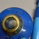 Funvalley Surperfect Kids Karaoke Machine with Adjustable Stand,Kids Microphone Music Sing Along with Flashing Stage Light and Pedals Gift for Kids (Blue)