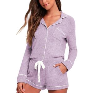 Aamikast Womens Pajama Sets Button Down Long Sleeve Sleepwear Soft 2 Piece Pjs Lounge Set (XL)