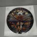 Stained Glass Window Hanging - Dragonfly Plant Suncatcher Ready to Hang Window Doors Home Decoration, Christmas, Mother's Day Birthday Gifts for Women, Men, and Mom 14.9x14.9 in (Brown)