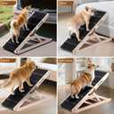 Dog Ramp for Bed - Foldable Small to Large Dog Ramp for Couch - 6 Adjustable Height from 12" to 24" - Stairs with High Traction Mat - Wooden Portable Ramp for Dogs to Get on Bed Couch Car Up to 200LBS
