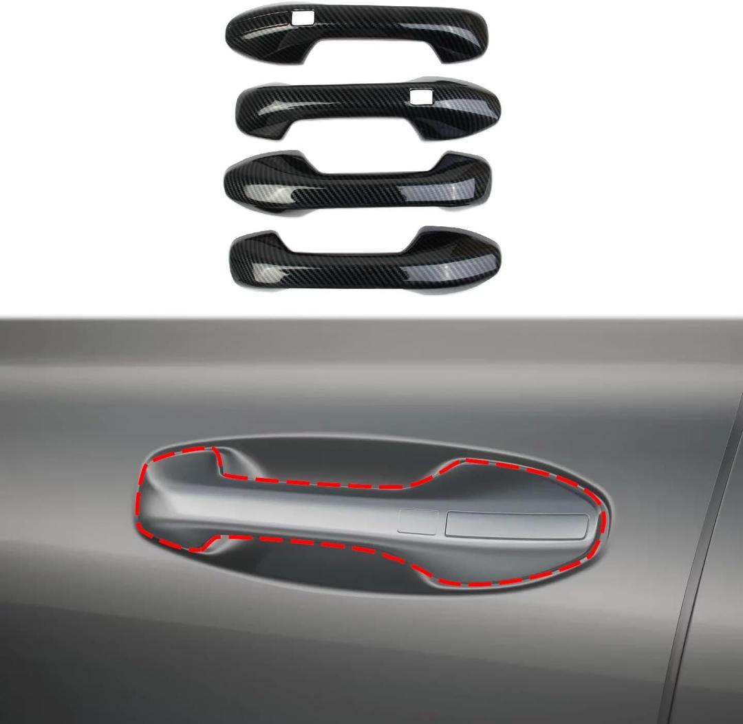 Korlot Carbon Fiber Style Exterior Door Handles Cover Trim for 2023-2025 Hyundai Palisade