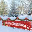 Large Merry Christmas Banner - Huge Red Xmas Sign for Outdoor & Indoor Decoration, 9.8 x 1.6 Feet