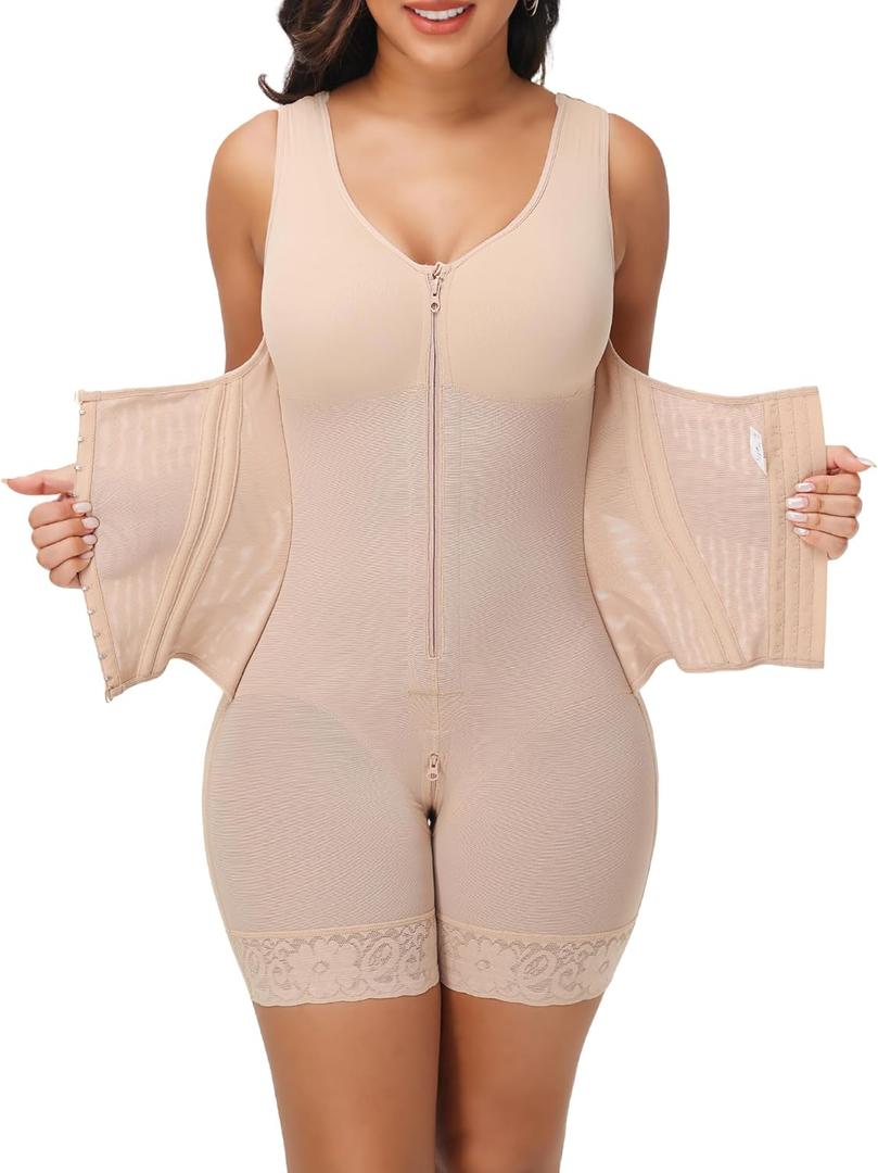 SHAPSHE Faja Compression Moldeadoras Dual Layer Stage 1/2/3 High Compression Tummy Control Full Body Shaper for Women (Beige, XS)