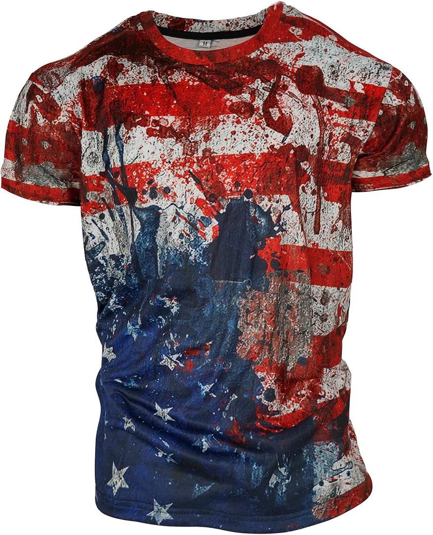 Oiefeen American Flag Shirt Patriotic Shirt USA Flag Tee,4th of July Shirts Independence Day Short Sleeve for Men (XXXL)
