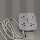 6 Ft Surge Protector Power Strip - 8 Widely Outlets with 4 USB Ports, 3 Side Outlet Extender with 6 Feet Extension Cord, Flat Plug, Wall Mount, Desk USB Charging Station, ETL,White