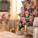 Giegxin 12pcs 10 x 8 Inches Cute Gingerbread Man Christmas Tree Picks 3D Gingerbread Christmas Decor with Sticks Cute Ornaments for Xmas Tree Topper Home School Office Garden Patio Winter Holiday (Pink)