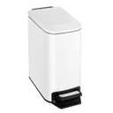 Small Bathroom Trash Can with Lid Soft Close, 6 Liter / 1.6 Gallon Stainless Steel Garbage Can Narrow with Removable Inner Bucket, Step Pedal (White)