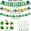 2 x 15Pcs St Patricks Day Decorations St Patricks Day Decor Pre-Assembled Shamrock Lucky Banner Clover Garland Banners Hanging Swirls for Irish Party Supplies Saint Patricks Day Decorations