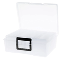 Photo Storage Box 5" x 7", 18 Inner Extra Large Photo Organizer Container, Plastic Craft Storage Box with Handle for Pictures Stickers Stamps Seeds