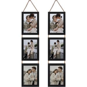 Lavezee 5x7 Picture Frames Collage Wall Decor, Black 6 Opening 5 by 7 Vertical Picture Frame for Wall Hanging