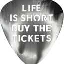 Top Brass Metal Guitar Pick Wall Decor Art - 12 Inspirational Music Quote Sign, Life is Short, Buy the Tickets - Brushed Silver Finish w/Protective Coating