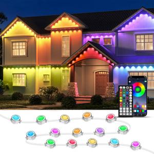 Aiicrgb 300FT Permanent Outdoor Lights, RGB LED Eaves Lights with IP67 Waterproof, Smart App Remote Control, Music Sync, for Christmas, Party, All Holiday Decorations