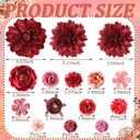 BBTO 21 Pcs Flower Hair Clip Rose Hair Clips Barrettes for Women Flower Accessories Boho Bride Claw Clip Hairpin Brooch Pin Headpiece for Wedding (Red Series)