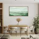 Large Green Wall Art 20x40 Inch Green Abstract Wall Decor Framed Neutral Painting for Living Room Bedroom Dining Room
