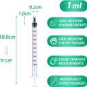 50 Pack 1ml Syringes with caps for Liquid, Oral, Colostrum Collector Feeding without Needle, Individually Wrapped