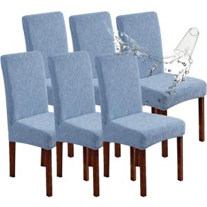 Waterproof Dining Chair Covers, Chair Covers for Dining Room Stretch Parsons Chair Slipcover, for Dining Room Kitchen Chair Protector Cover, Removable, Washable (6pk, Light Blue)