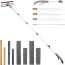 Eazer 3-in-1 Spray Window Squeegee, 76'' Window Cleaner Tool with 5-Section Extension Pole, Window Cleaning Kit with 4 Microfiber Cloth, Window Washing Equipment for Indoor/Outdoor Windows, Car Glass