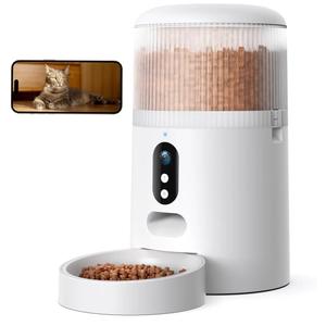 Automatic Cat Feeder with Camera, 3MP HD Video & Night Vision, 5G/2.4G WiFi Smart Pet Feeder with APP Control, 2-Way Audio, Motion Alerts, Low Food Sensor, Timed Cat Feeder for Cats & Dogs, 4L