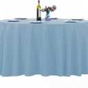 Ascoza 2pack 132 Inch Blue Mist Round Tablecloth in Washable Polyester Fabric for Wedding/Banquet/Restaurant/Parties