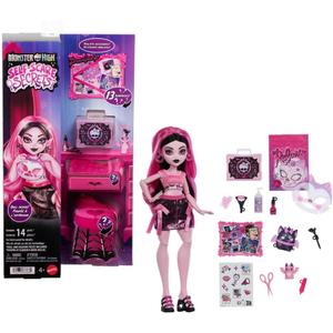Monster High Self-Scare Secrets Draculaura Doll and Accessories Set with 13 Realistic Surprises Like Working Face Roller and Customizable Mood Board