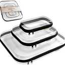 Clear Hard Shell Zipper Case 1.1mm Set S+M+L, Premium Plastic Hardshell Pouches and Storage Boxes for Clothes, Toys, Makeup, Toiletry & Travel, Zip Up Organizer Bags and Packing Cubes.