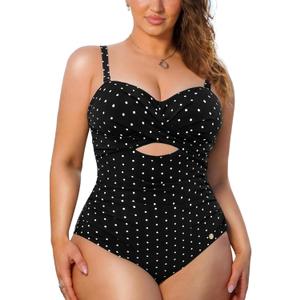 Popilush Swimsuit for Women Tummy Control - One Piece Bathing Suit with Removable Straps for Beach, XL