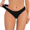 Sunm Boutique Cotton Thongs for Women, No Show Underwear for Women Pack, Sexy Low Rise Ladies Panties (Black, M)