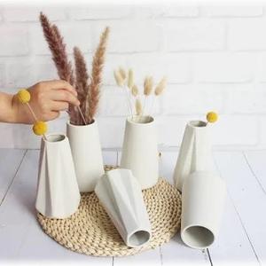 6 Pack White Vase Ceramic Vases For Home Decor, 6 Inch Modern White Ceramic Vases For Centerpieces Pampas Grass Vases Table Vase, Boho Vases