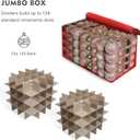 WDZREE Large Christmas Ornament Storage Box,4 Tier Holds Up to 128 Holiday Ornaments 3-Inch, Xmas Decorations Accessories Bag with Dual Zipper Closure,Made of Durable 600D Oxford Fabric (Red)