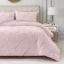 Juicy Couture Kiss Pleat Plush Micromink Light Pink Full/Queen Comforter Set - Cozy 3 Piece Bedding Ensemble