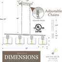 4-Light Brushed Nickel Kitchen Island Lighting, Modern Linear Dining Room Chandelier Light Fixtures with Clear Glass and Chain, Mid Century Hanging Lights for Kitchen Island, OS-YQ8153-4ISBNC