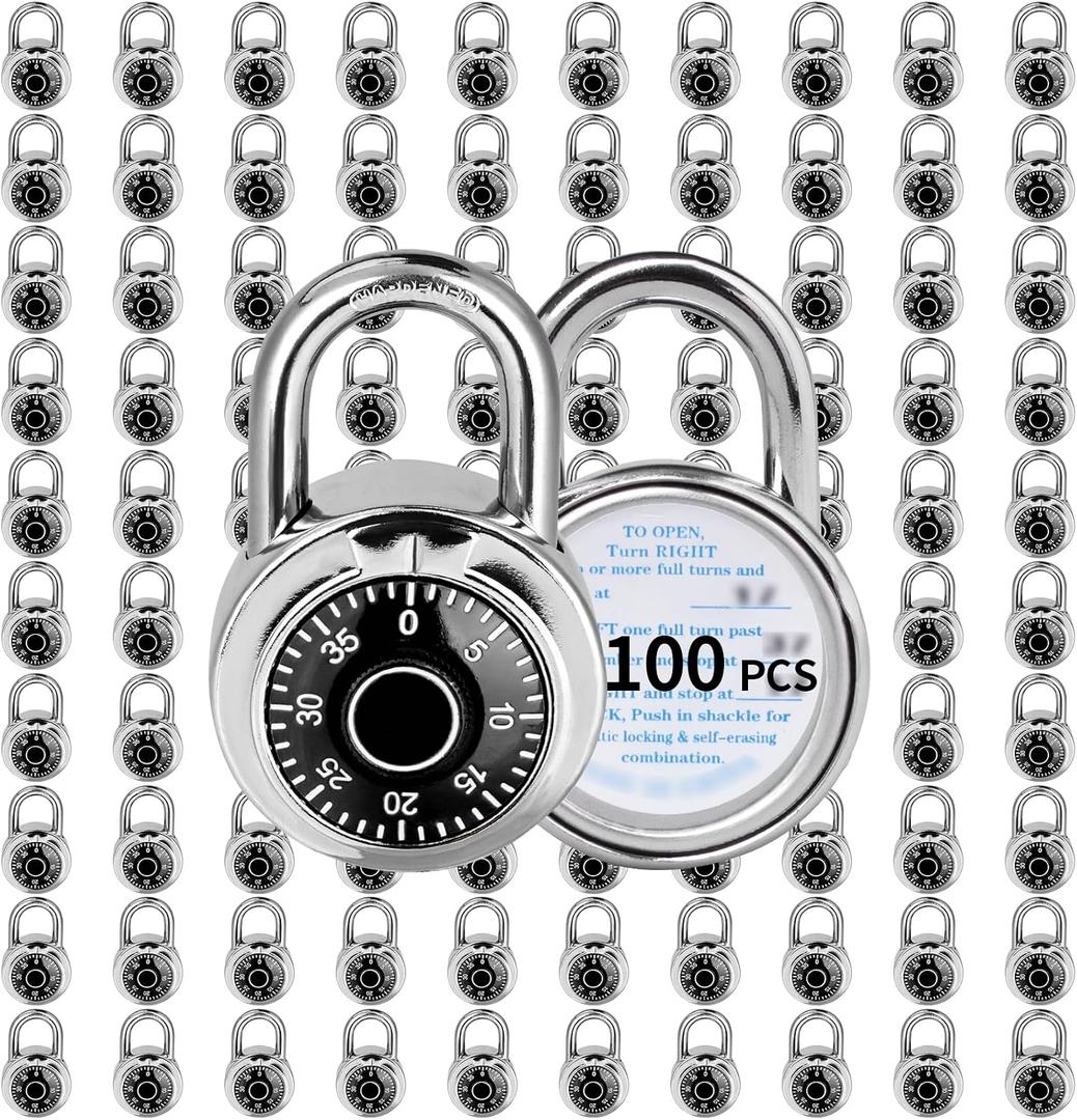 Combination Lock, LQYN Dial Combination Padlock, Pack of 100; Black
