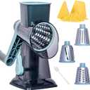 Rotary Cheese Grater Cheese Shredder, Cheese Grater Handheld with Strong Suction Base,Kitchen Vegetable Slicer 3 Replaceable Stainless Drum Blades for Fruit, Food, Nuts,Easy to Use Clean (Blue)
