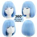 Light Blue Bob Wig with Bangs Straight Short Synthetic Wig for Women Cosplay Party Halloween Daily Anime Costume Events Wear