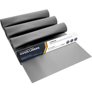 Oven Liners for Bottom of Oven - 3 Pack Large Heavy Duty Mats, 16.25x23 Non-Stick Reusable Liner for Electric, Gas, Toasters, Grills - BPA & PFOA Free Kitchen Accessory to Keep It Clean (Silver)