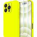 OTOFLY Compatible with iPhone 16 Pro Case, Compatible with MagSafe, Shockproof Magnetic Silicone Case for iPhone 16 Pro,[Military Grade Protection] [2 Pack Screen Protectors], Fluorescent Yellow