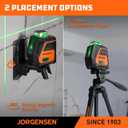 JORGENSEN 360 Laser Level with Tripod, 100 FT Rechargeable Self Leveling Cross Line Laser Leveler Tool with Magnetic Base, Wide Angle Green Laser Level for Picture Hanging, Floor Tile, Construction